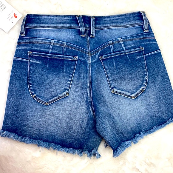 Jean distressed blue stretch shorts - Picture 2 of 16